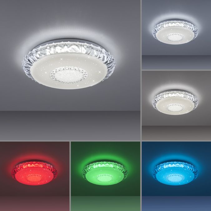 Paul Neuhaus LED Deckenleuchte, transparent, rund, CCT, RGB, Fernbedienung Black Friday