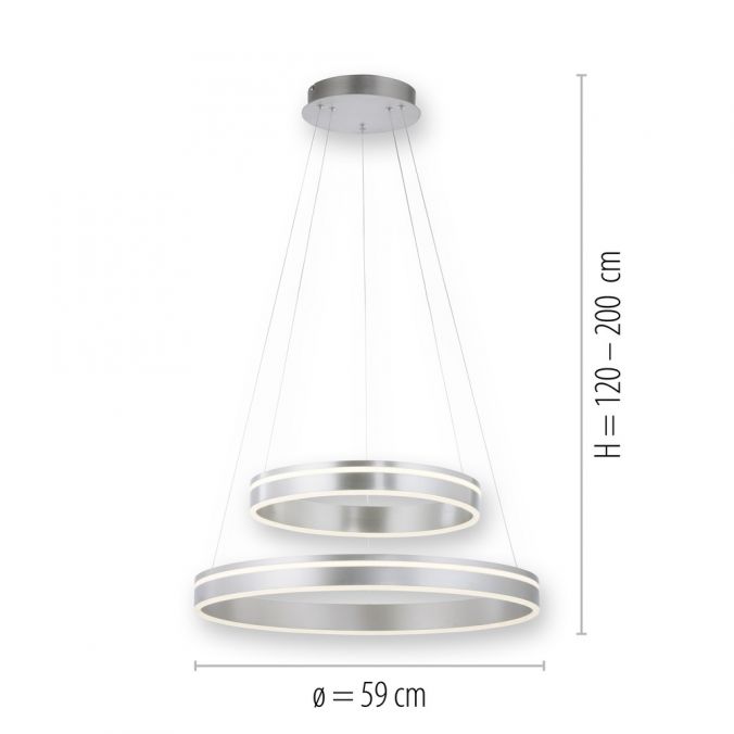 Paul Neuhaus Paul Neuhaus Q VITO LED Hängelampe Smart Home silberfarbig rund doppel Ring Fernbedienung Jubiläumsangebot