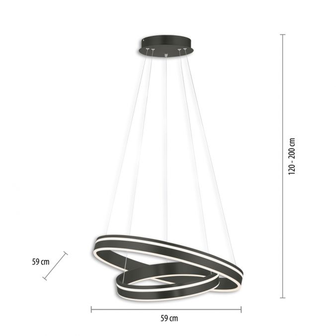 Paul Neuhaus Paul Neuhaus Q-VITO LED Pendelleuchte Smart Home anthrazit dimmbar Pendelllampe Lagerräumung
