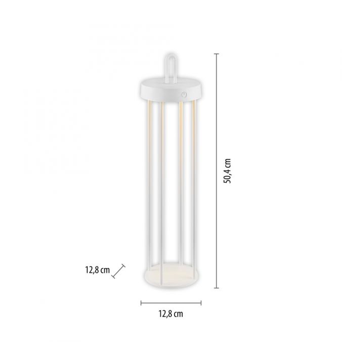 Paul Neuhaus LED Akkulampe Tischleuchte weiß 50cm Touchdimmer IP44 Gartenleuchte Große Rabatte