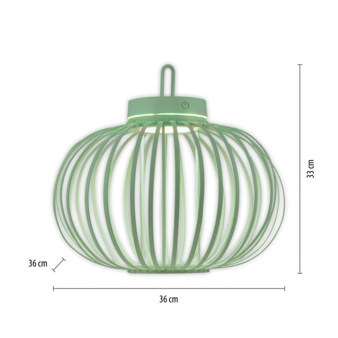 Paul Neuhaus LED Tischleuchte D=36cm grün Akkulampe USB IP44 dimmbar per Touch Räumungsverkauf