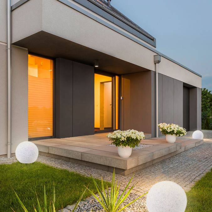 Paul Neuhaus Kugelleuchten, 4er Set Granit in Ø 20, 30, 40 und 50 cm, 5m Zuleitung und IP 65, Leuchtmittel exklusiv VIP-Rabatte