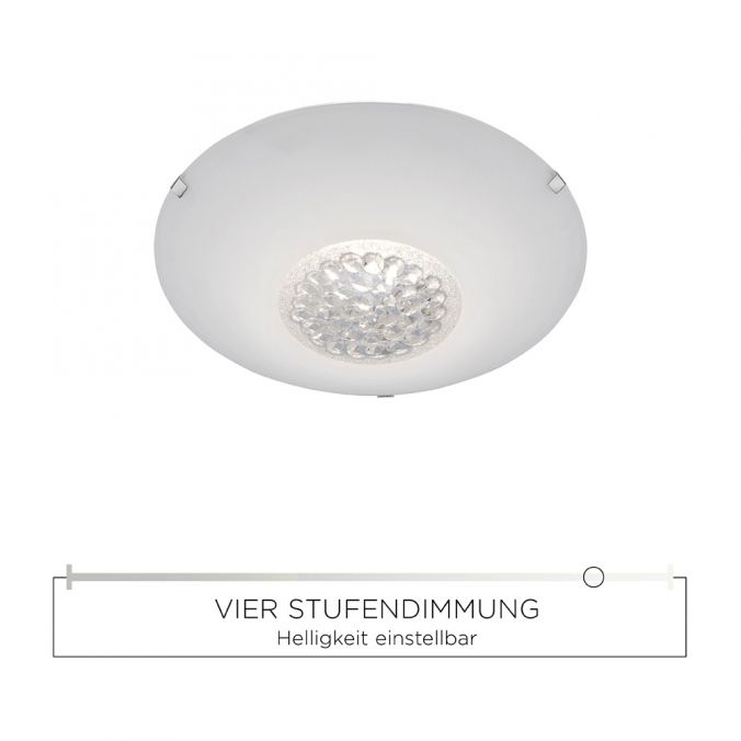 Paul Neuhaus LED-Deckenleuchte aus satinierten Glas und Kristalleinsatz in rund inkl. Switchmo Dimmfunktion Wochenangebot