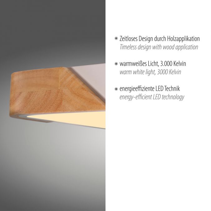 Paul Neuhaus LED Deckenleuchte quadratisch weiß mit Holzdekor zeitloses Design Kostenlose Rückgabe