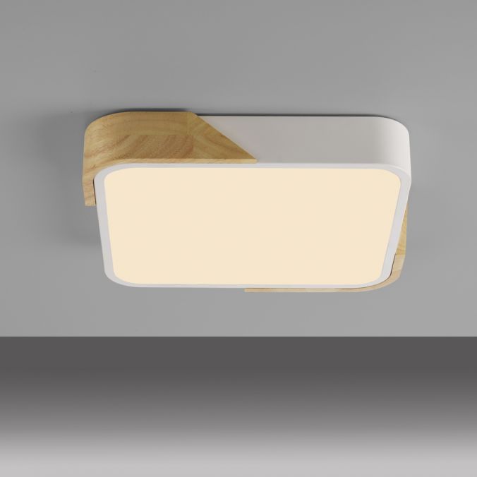 Paul Neuhaus LED Deckenleuchte quadratisch weiß mit Holzdekor zeitloses Design Kostenlose Rückgabe