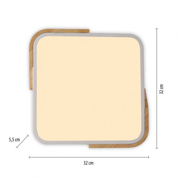 Paul Neuhaus LED Deckenleuchte quadratisch weiß mit Holzdekor zeitloses Design Kostenlose Rückgabe