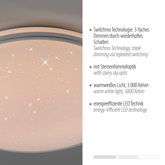 Paul Neuhaus LED Deckenleuchte D=49cm silber Sternenhimmeloptik dimmbar Letzte 3 Tage