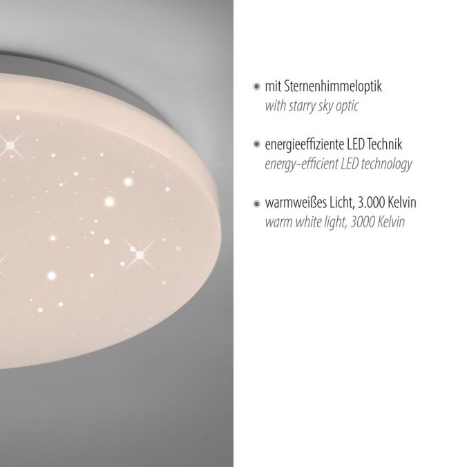 Paul Neuhaus LED Deckenleuchte D=26cm weiß Sternenhimmel zeitloses Design warmweiß JETZT KAUFEN