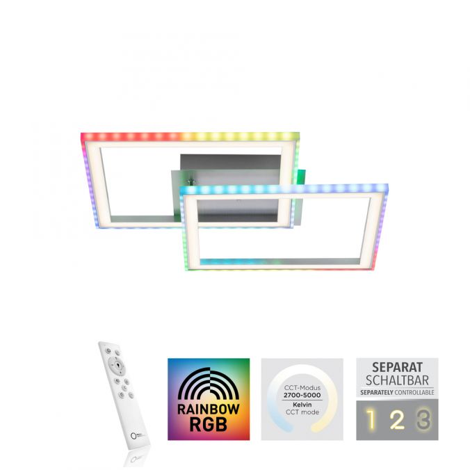 Paul Neuhaus LED Deckenleuchte 44,5x44,5cm silberfarbig drehbar RGB Rainbow Farben dimmbar 50% Rabatt mit kostenlosem Versand