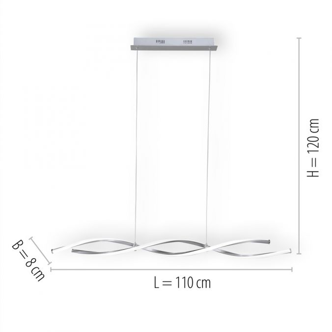 Paul Neuhaus LED Pendelleuchte, wellenförmig, stahlfarben, warmweiß, kürzbar Fabrikladen