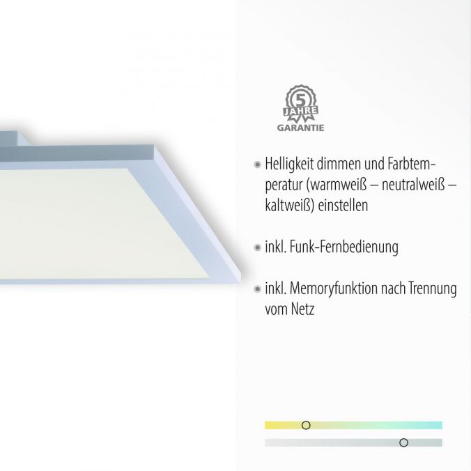 Paul Neuhaus LED-Panel, weiß, 45x45cm, flach, blendfreies Licht, CCT, dimmbar Begrenzt auf 3 Tage