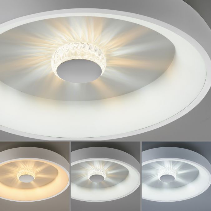 Paul Neuhaus LED Deckenleuchte weiß grau rund Kristalleffekte dimmbar CCT Speichern exportieren