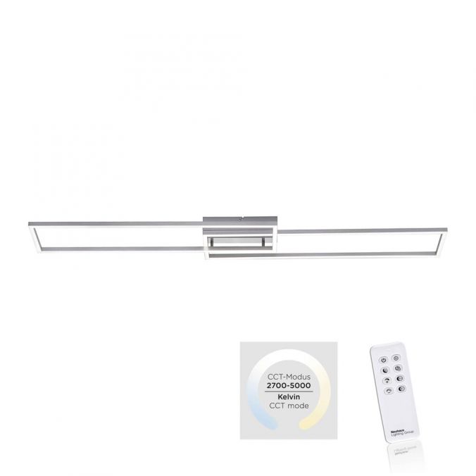 Paul Neuhaus LED Deckenleuchte, stahlfarben, dimmbar, CCT, modern, 110cm lang Black Friday Preise