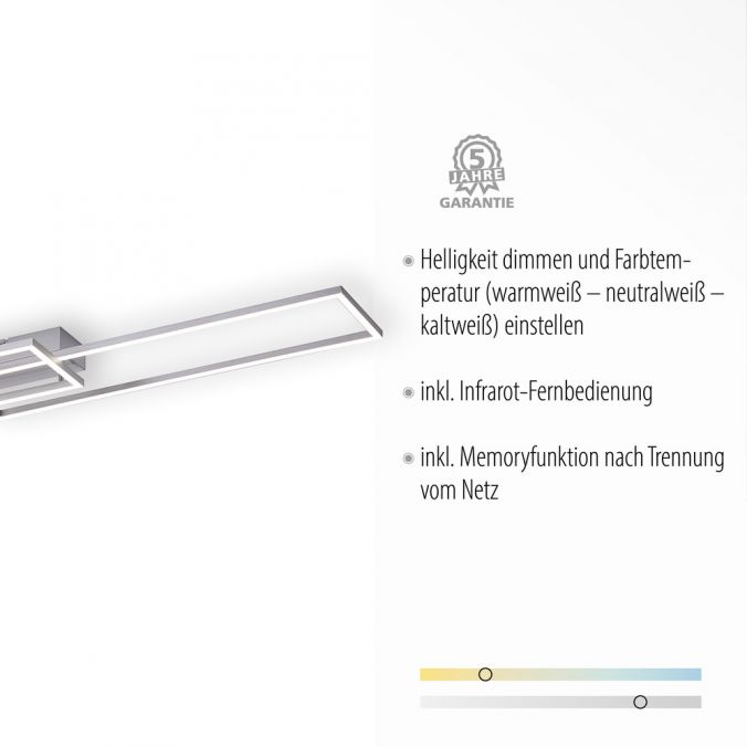 Paul Neuhaus LED Deckenleuchte, stahlfarben, dimmbar, CCT, modern, 110cm lang Black Friday Preise