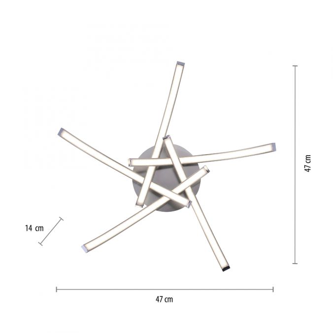 Paul Neuhaus LED Deckenleuchte, stahlfarben, 5 flammig modern, Wohnzimmer Im Verkauf
