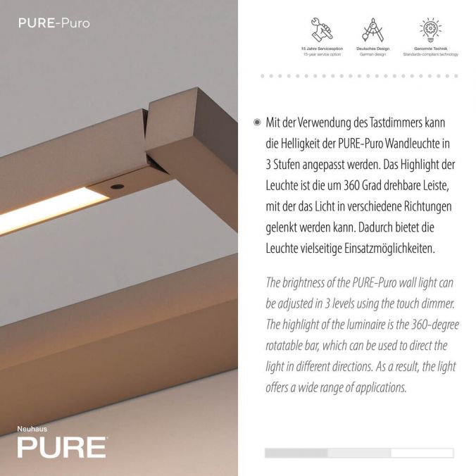Paul Neuhaus Paul Neuhaus LED Wandleuchte PURE Puro bronze drehbar Touchdimmer im Angebot