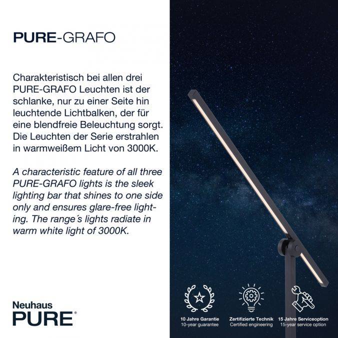 Paul Neuhaus Paul Neuhaus PURE GRAFO LED Stehleuchte schwarz Lesearm schwenkbar dimmbar Günstiger Verkauf
