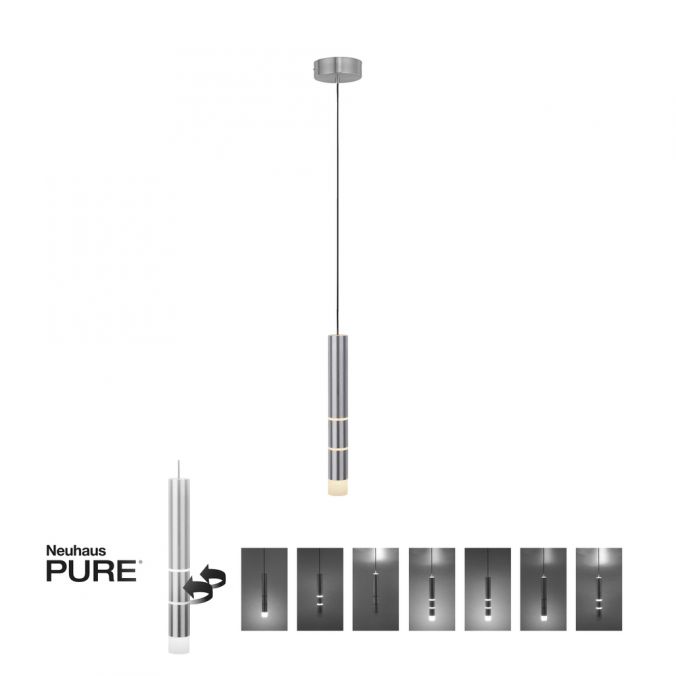 Paul Neuhaus Paul Neuhaus PURE VEGA LED Pendelleuchte aluminium 1 flammig mit Lichtmodi