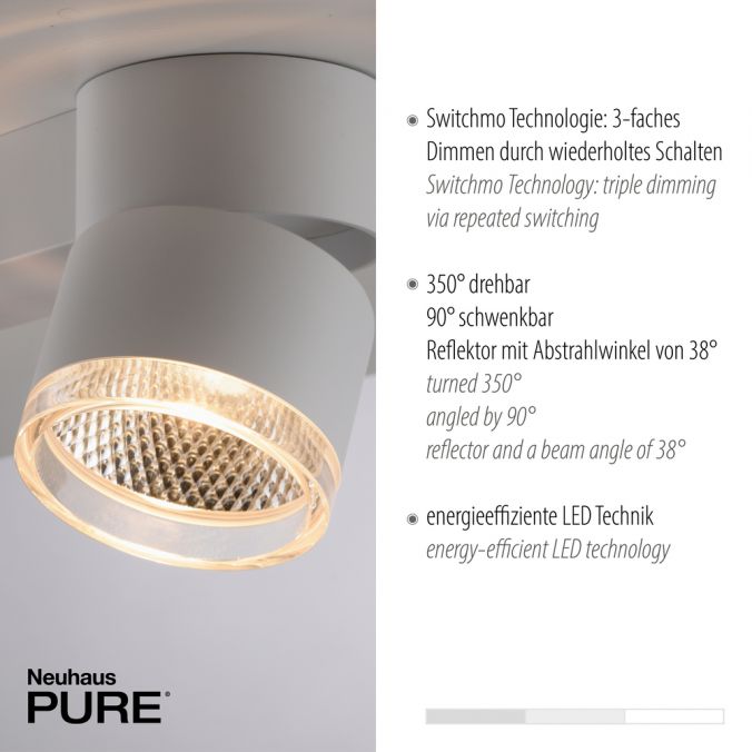 Paul Neuhaus Paul Neuhaus LED Deckenleuchte PURE-NOLA weiß 2 flammig drehbar dimmbar Limitierter Zeitrabatt