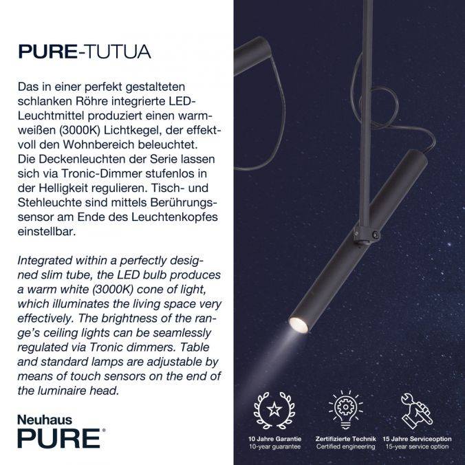 Paul Neuhaus Paul Neuhaus PURE TUTUA LED Deckenleuchte 2 flammig schwarz drehbar Versandkostenfrei