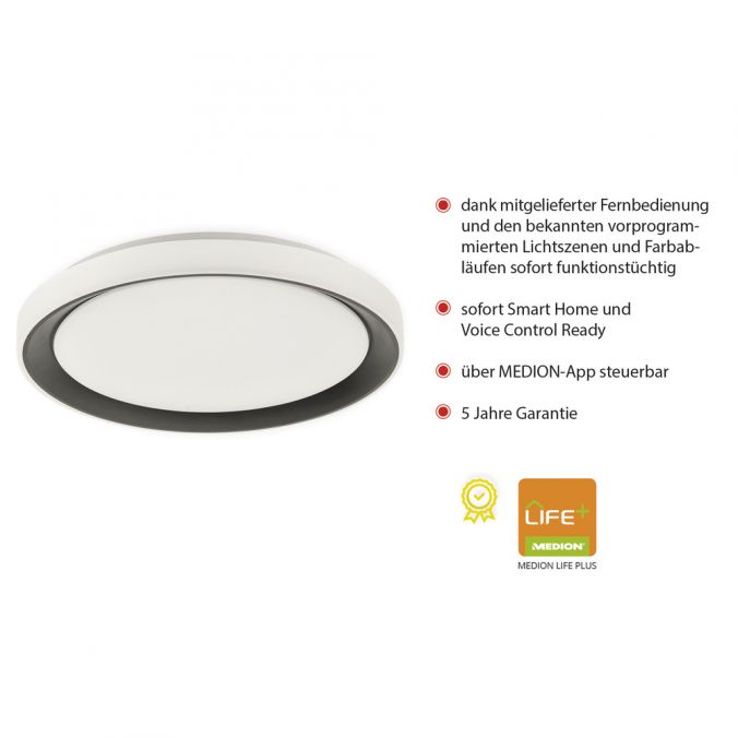 Paul Neuhaus LED Deckenleuchte, rund, schwarz, Smart Home, Farbwechselmodus, dimmbar Begrenztes Angebot