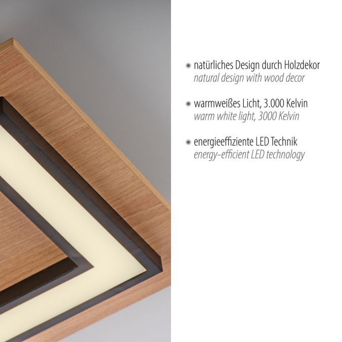 Paul Neuhaus LED Deckenleuchte schwarz Holzdekor modern warmweiß Schlafzimmer Online Shopping