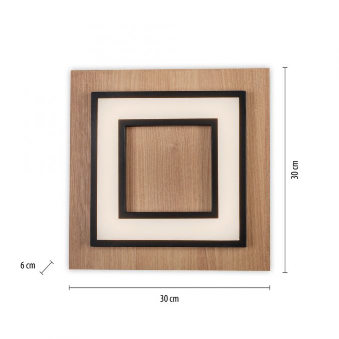 Paul Neuhaus LED Deckenleuchte schwarz Holzdekor modern warmweiß Schlafzimmer Online Shopping