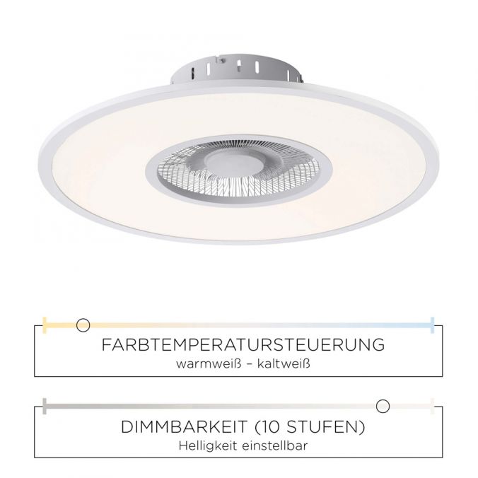 Paul Neuhaus LED Deckenventilator mit Licht , modern, weiß, verdeckte Flügel Exklusivangebot