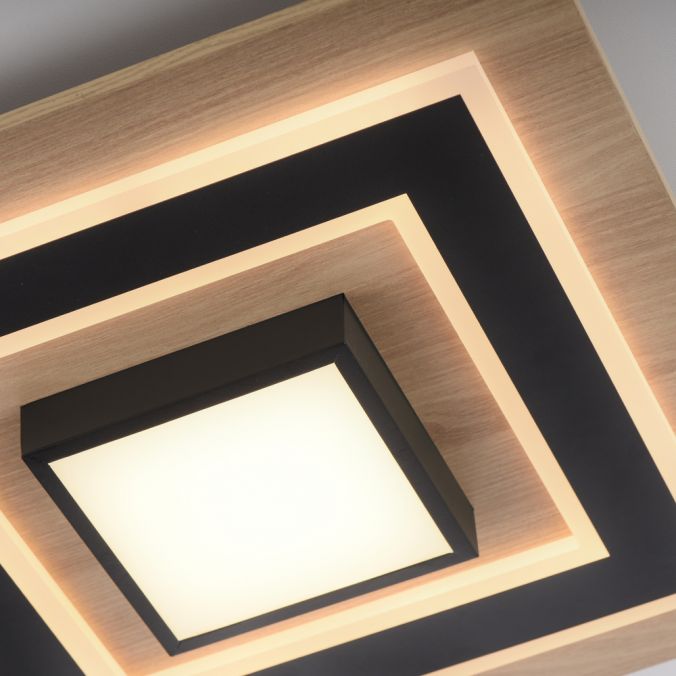 Paul Neuhaus .LED Deckenleuchte schwarz Holzoptik mit Metall getrennt schaltbar Saisonschlussverkauf