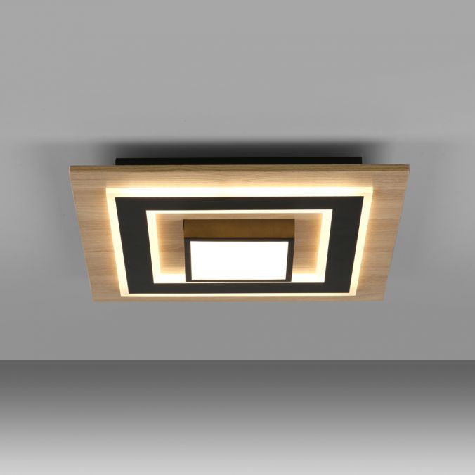 Paul Neuhaus .LED Deckenleuchte schwarz Holzoptik mit Metall getrennt schaltbar Saisonschlussverkauf