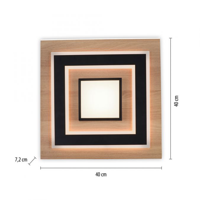 Paul Neuhaus .LED Deckenleuchte schwarz Holzoptik mit Metall getrennt schaltbar Saisonschlussverkauf