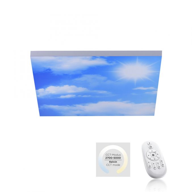 Paul Neuhaus LED Panel, weiß, 45x45cm, Wolkenmotiv, rahmenlos, Lichtfarbsteuerung