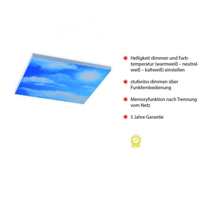 Paul Neuhaus LED Panel, weiß, 45x45cm, Wolkenmotiv, rahmenlos, Lichtfarbsteuerung Black Friday