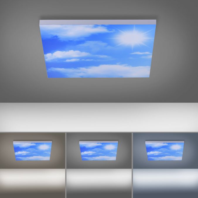 Paul Neuhaus LED Panel, weiß, 45x45cm, Wolkenmotiv, rahmenlos, Lichtfarbsteuerung Black Friday