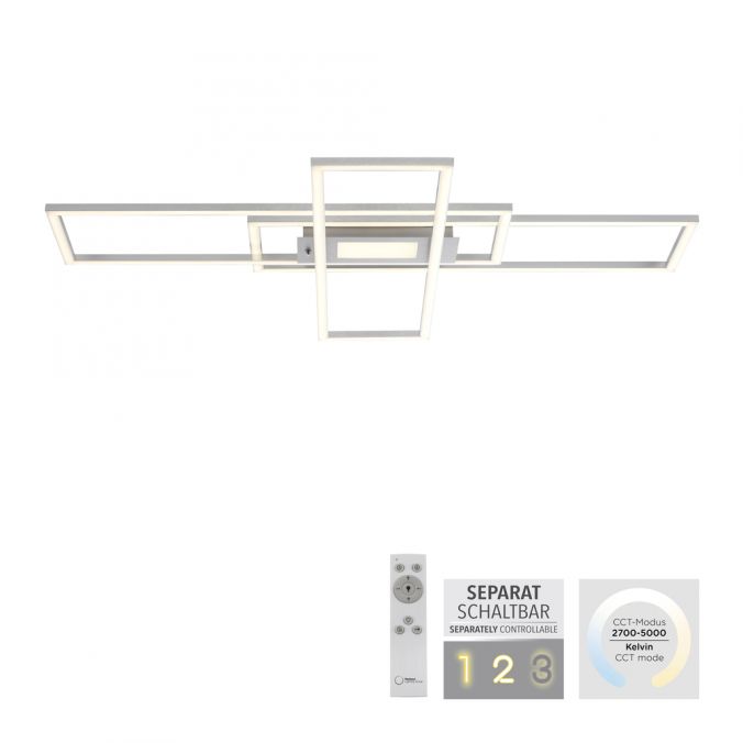 Paul Neuhaus LED Deckenleuchte silberfarbig flach dimmbar Fernbedienung CCT