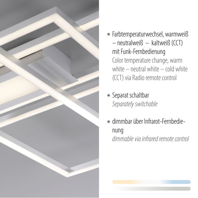 Paul Neuhaus LED Deckenleuchte silberfarbig flach dimmbar Fernbedienung CCT Weihnachtsangebot