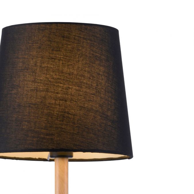 Paul Neuhaus Tischleuchte, Stoffschirm, schwarz, Holz, schlicht, zeitlos Osterangebot