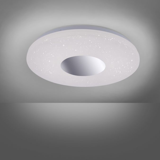 Paul Neuhaus LED-Deckenleuchte, Sternenhimmel, Ø38,5cm,Chrom, Opalweiß, IP44, Muttertagsangebot