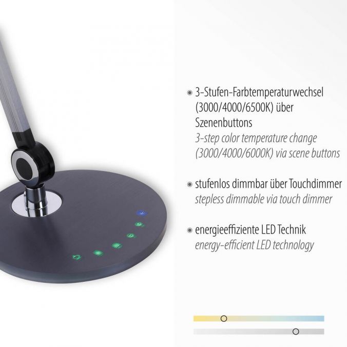 Paul Neuhaus LED Tischleuchte, schwarz, CCT, dimmbar, IP20, Szenenbuttons Jubiläumsangebot