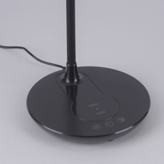 Paul Neuhaus LED-Tischleuchte, schwarz, stufenlos Dimmbar, CCT, inkl. Ladestation für Smartphone Lagerräumung