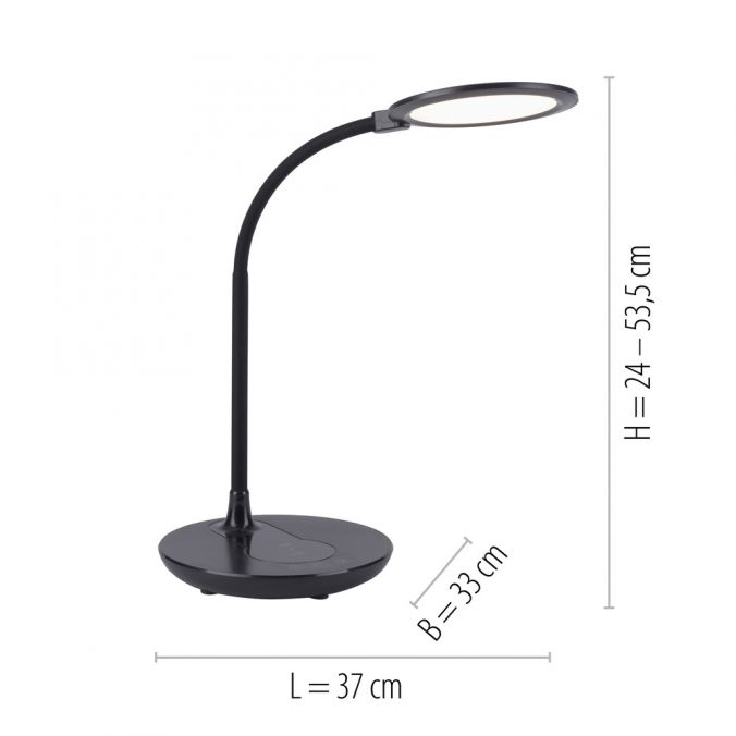 Paul Neuhaus LED-Tischleuchte, schwarz, stufenlos Dimmbar, CCT, inkl. Ladestation für Smartphone Lagerräumung