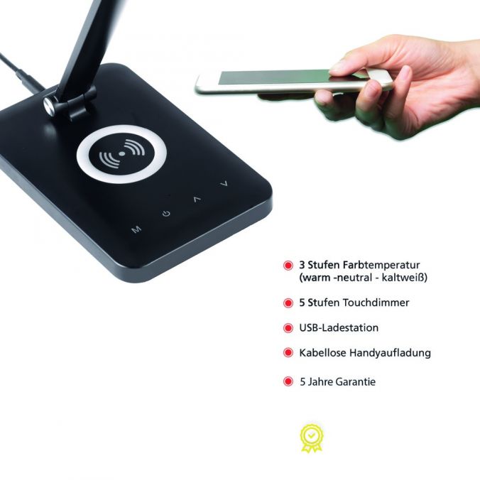 Paul Neuhaus LED Tischleuchte, schwarz, QI-Ladefunktion, Touchdimmer, CCT Top Angebot