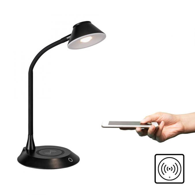 Paul Neuhaus LED Tischleuchte schwarz Handy Ladefunktion Touchdimmer verstellbar