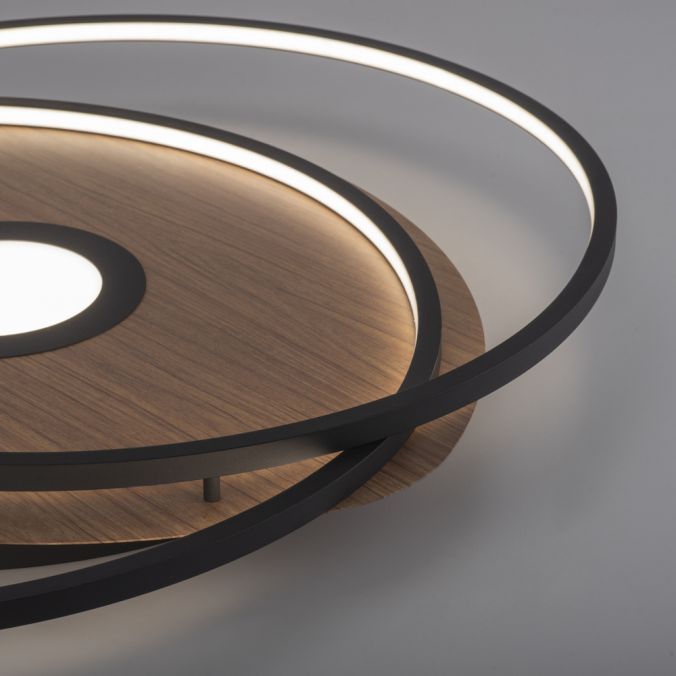 Paul Neuhaus Q-AMIRA, LED-Deckenleuchte, Holzdekor, Stahl, CCT, dimmbar, Smart Home Kostenlose Rückgabe