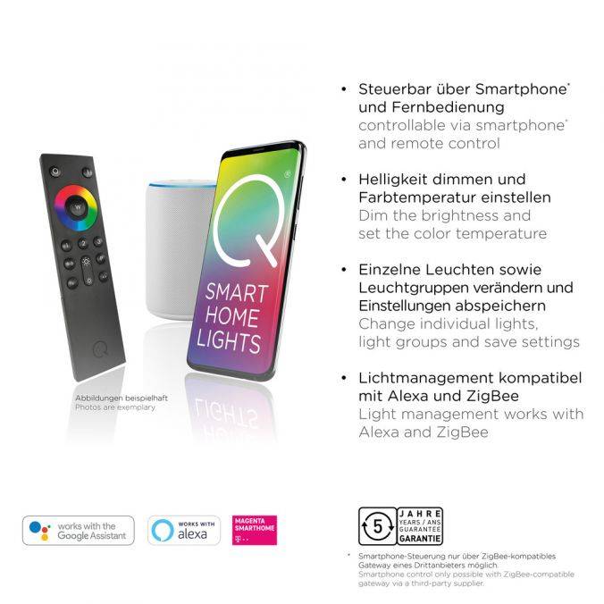 Paul Neuhaus Q-AMIRA, LED-Deckenleuchte, stahlfarben, CCT, dimmbar, Smart Home Begrenzte Freigabe