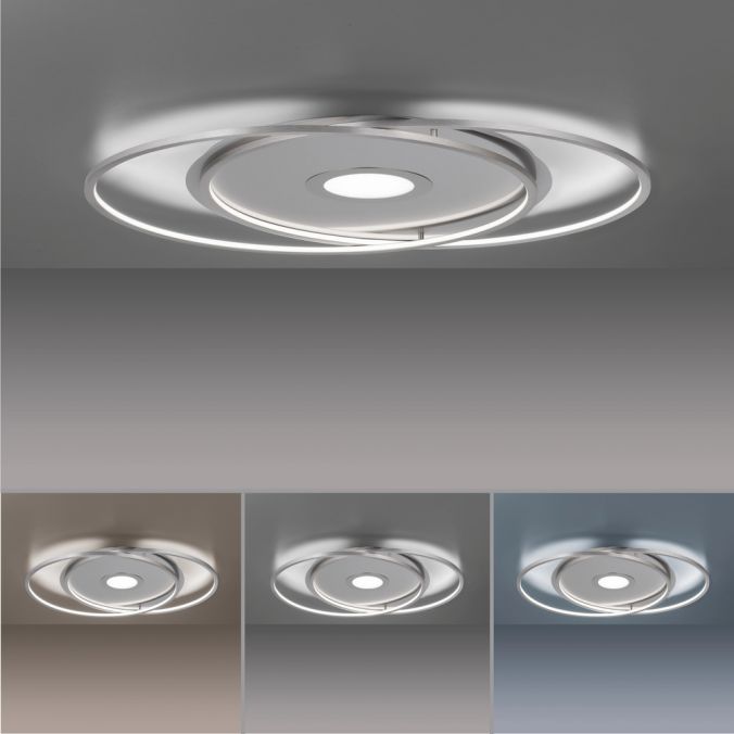 Paul Neuhaus Q-AMIRA, LED-Deckenleuchte, stahlfarben, CCT, dimmbar, Smart Home Begrenzte Freigabe