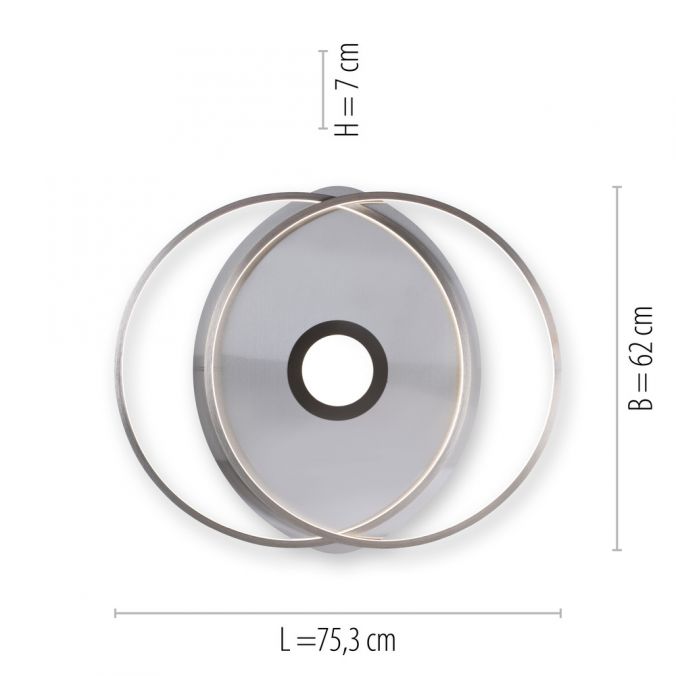 Paul Neuhaus Q-AMIRA, LED-Deckenleuchte, stahlfarben, CCT, dimmbar, Smart Home Begrenzte Freigabe