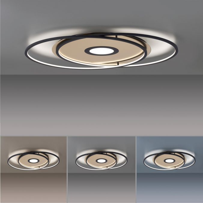 Paul Neuhaus Paul Neuhaus, Q-AMIRA, LED-Deckenleuchte, schwarz-messing, Smart Home Letzte 3 Tage