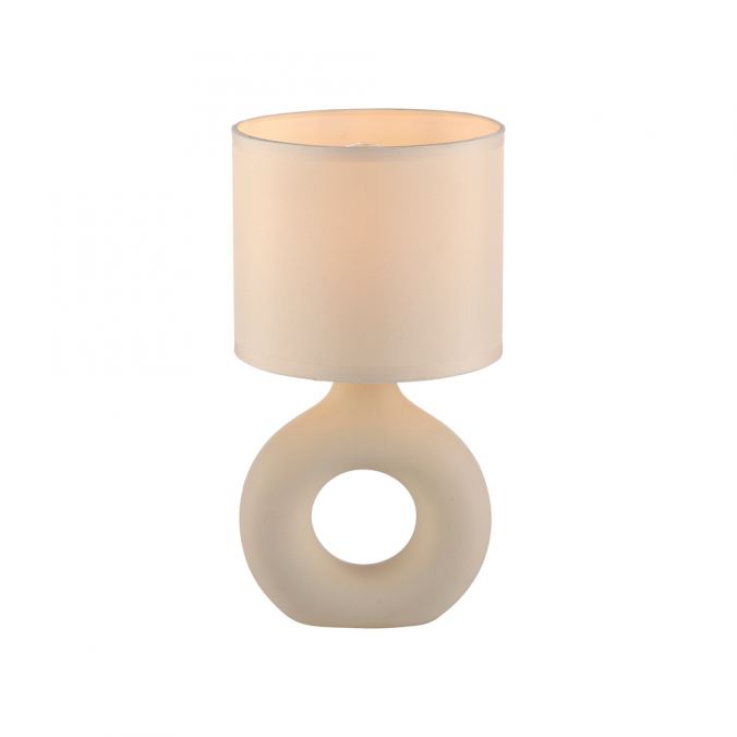 Paul Neuhaus LED Tischleuchte beige Schalter Stoffschirm Beistelllampe Nachttisch