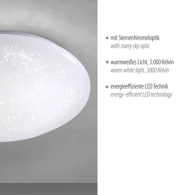 Paul Neuhaus LED-Deckenleuchte, weiß, Ø 25cm, rund, Sternenoptik, glitzer Effekt Nur für heute